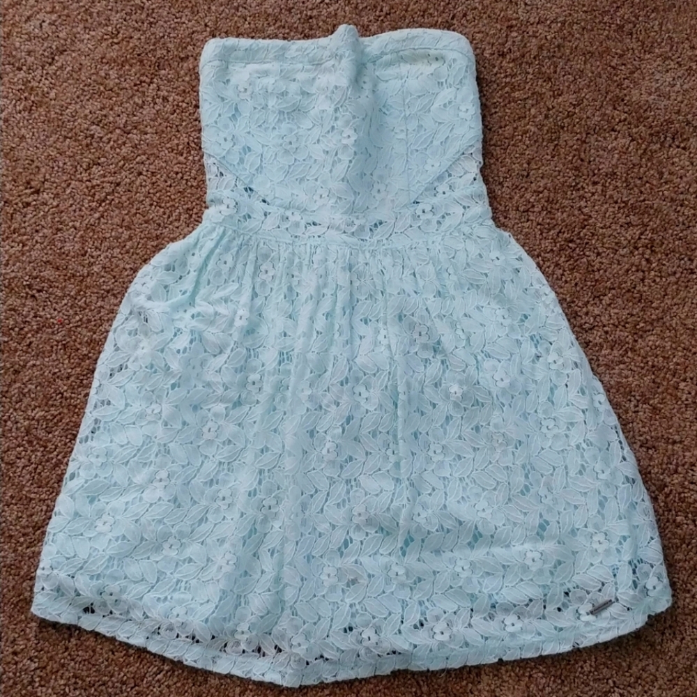 abercrombie kids Light Mint Lace Strapless Dress
